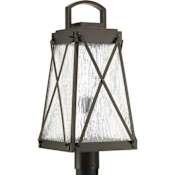 Progress Lighting Creighton Single Light 21-3/4" High Outdoor Post Light with Clear Seeded Water Glass Panels Antique Bronze