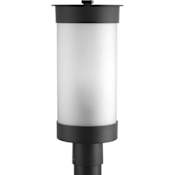 Progress Lighting Hawthorne Single Light 8" Post Lights with Etched Seeded Shade Black
