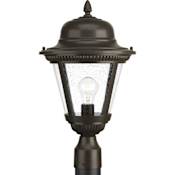 Progress Lighting Westport Single Light 11" Wide Landscape Single Head Post Light with Clear Seeded Glass Shade Antique Bronze
