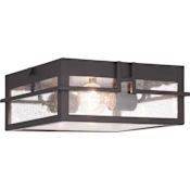 Progress Lighting Boxwood 2 Light 11" Wide Outdoor Flush Mount Square Ceiling Fixture Antique Bronze