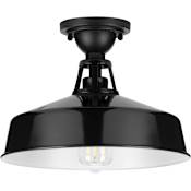 Progress Lighting Cedar Springs 13" Wide Semi-Flush Ceiling Fixture with Metal Shade Black