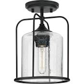 Progress Lighting Watch Hill 9" Wide Outdoor Semi-Flush Lantern Ceiling Fixture Textured Black