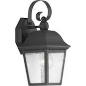 Progress Lighting Kiawah Single Light 5-5/8" Wide Outdoor Wall Sconce with Clear Seeded Glass Panels Black