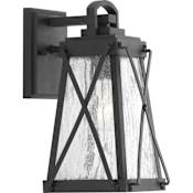 Progress Lighting Creighton Single Light 6" Wide Outdoor Wall Sconce with Clear Seeded Glass Panels Black