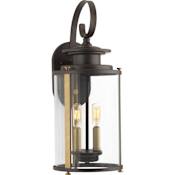 Progress Lighting Squire 2 Light 8" Wide Outdoor Wall Sconce with A Clear Glass Shade Antique Bronze