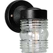 Progress Lighting Signature 1 Light 7" Tall Outdoor Wall Sconce with Ribbed Jar Shade Black