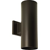 Progress Lighting 5IN CYL RNDS 2 Light 14" Tall Outdoor Wall Sconce Antique Bronze