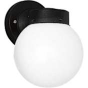Progress Lighting Signature 1 Light 9" Tall Outdoor Wall Sconce with White Globe Shade Black