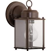 Progress Lighting Signature 1 Light Outdoor Wall Sconce with Flat Glass Shade - 8" Tall Antique Bronze