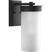Progress Lighting Hawthorne Single Light 6" Outdoor Wall Sconce with Etched Seeded Shade Black