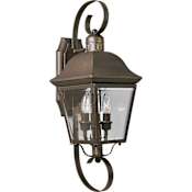 Progress Lighting Andover 2 Light 21" Tall Outdoor Wall Sconce with Clear Beveled Glass Panels Antique Bronze