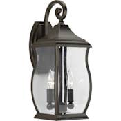 Progress Lighting Township 18" Tall 2 Light Outdoor Wall Sconce with Lantern Shade Oil Rubbed Bronze