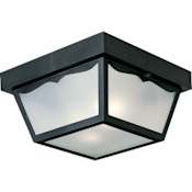 Progress Lighting 2 Light Flush Mount Outdoor Ceiling Fixture - 10" Wide Black