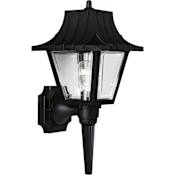 Progress Lighting Mansard 1 Light 17" Tall Outdoor Wall Sconce with Ribbed Mansard Roof and Clear Beveled Acrylic Panels Black
