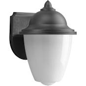 Progress Lighting Polycarbonate 1 Light 9" Tall Outdoor Wall Sconce with White Acorn Diffuser Black