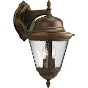 Progress Lighting Westport 2 Light 19" Tall Outdoor Wall Sconce with Clear Seeded Glass Antique Bronze