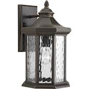 Progress Lighting Edition 16" Tall Single Light Outdoor Wall Sconce with Water Glass Shade Antique Bronze