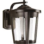 Progress Lighting East Haven LED 1 Light 12" Tall Outdoor Wall Sconce with Seeded Glass Shade Antique Bronze