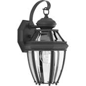 Progress Lighting New Haven Single Light 7-5/8" Wide Outdoor Wall Sconce with Clear Beveled Glass Panels Black