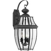 Progress Lighting New Haven 3 Light 11" Wide Outdoor Wall Sconce with Clear Beveled Glass Panels Black