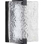 Progress Lighting 9" Tall LED Wall Sconce with Water Glass Shade Black