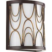 Progress Lighting Cirrine 8" Tall Single Light Wall Sconce with Etched Glass Shade Antique Bronze