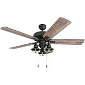 Prominence Home Ennora 52" 5 Blade Indoor Ceiling Fan with Light Kit Included Aged Bronze