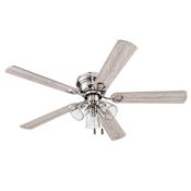 Prominence Home Renton 52" 5 Blade Indoor LED Ceiling Fan Brushed Nickel