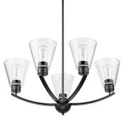 Prominence Home Fairendale 5 Light 26" Wide Chandelier with Clear Glass Shades Matte Black