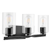 Prominence Home Lantier 3 Light 22" Wide Vanity Light with Clear Glass Shades Matte Black / Clear