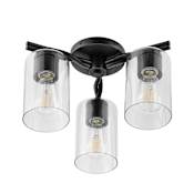 Prominence Home Lantier 3 Light 14" Wide Semi-Flush Ceiling Fixture with Clear Glass Shades Matte Black / Clear