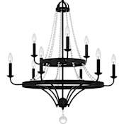 Quoizel 9 Light 30" Wide Taper Candle Style Chandelier Matte Black