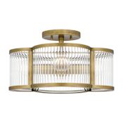 Quoizel Aster 4 Light 15" Wide Semi-Flush Drum Ceiling Fixture Weathered Brass