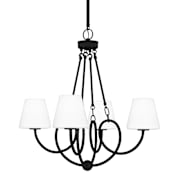 Quoizel Atkins 4 Light 27" Wide Chandelier with Etched Opal Shades Matte Black