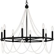 Quoizel 8 Light 30" Wide Beaded Candle Style Chandelier Matte Black