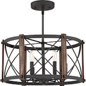 Quoizel Baron 6 Light 20" Wide Semi-Flush Drum Ceiling Fixture Marcado Black