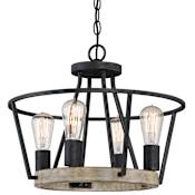 Quoizel Brockton 4 Light 18" Wide Wood Chandelier Grey Ash