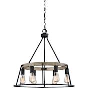 Quoizel Brockton 6 Light 25" Wide Wood Chandelier Grey Ash