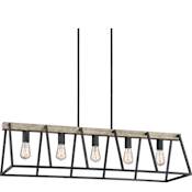 Quoizel Brockton 5 Light 42" Wide Wood Linear Chandelier Grey Ash