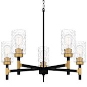 Quoizel Carly 5 Light 28" Wide Chandelier with Swirl Glass Shades Matte Black