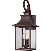 Quoizel Chancellor 3 Light 23-1/2" High Outdoor Wall Sconce with Clear Glass Shade Copper Bronze