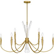 Quoizel Cecily 9 Light 40" Wide Crystal Candle Style Chandelier Brushed Gold