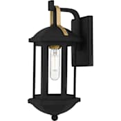 Quoizel Crestfield 15" Tall Outdoor Wall Sconce with Clear Glass Shade Matte Black