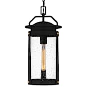 Quoizel Clifton 9" Wide Mini Pendant with Seedy Glass Shade Earth Black
