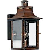 Quoizel Chalmers 1 Light 16" Tall Outdoor Wall Sconce with Clear Glass Aged Copper