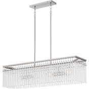 Quoizel Camilla 4 Light 38" Wide Crystal Linear Chandelier Brushed Nickel