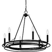 Quoizel Calliope 6 Light 27" Wide Taper Candle Style Chandelier Matte Black