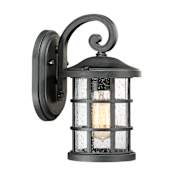 Quoizel Crusade Single Light 11" Tall Outdoor Lantern Style Wall Sconce with Seedy Glass Shade Earth Black