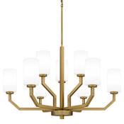 Quoizel Cavalier 9 Light 35" Wide Pillar Candle Chandelier with Opal Glass Shades Aged Brass