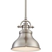 Quoizel Emery Single Light 8" Wide Mini Pendant with Metal Warehouse Shade Brushed Nickel